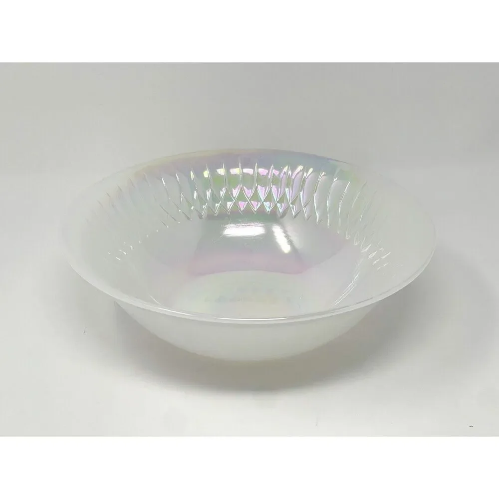 VTG Federal Milk Glass Serving Bowl Opalescent Iridescent Moonglow Aurora 8.5”